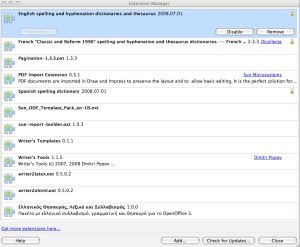 openoffice extension manager